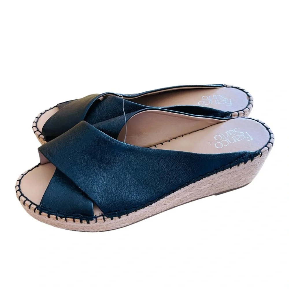 Franco Sarto Women's Black Leather Espadrilles